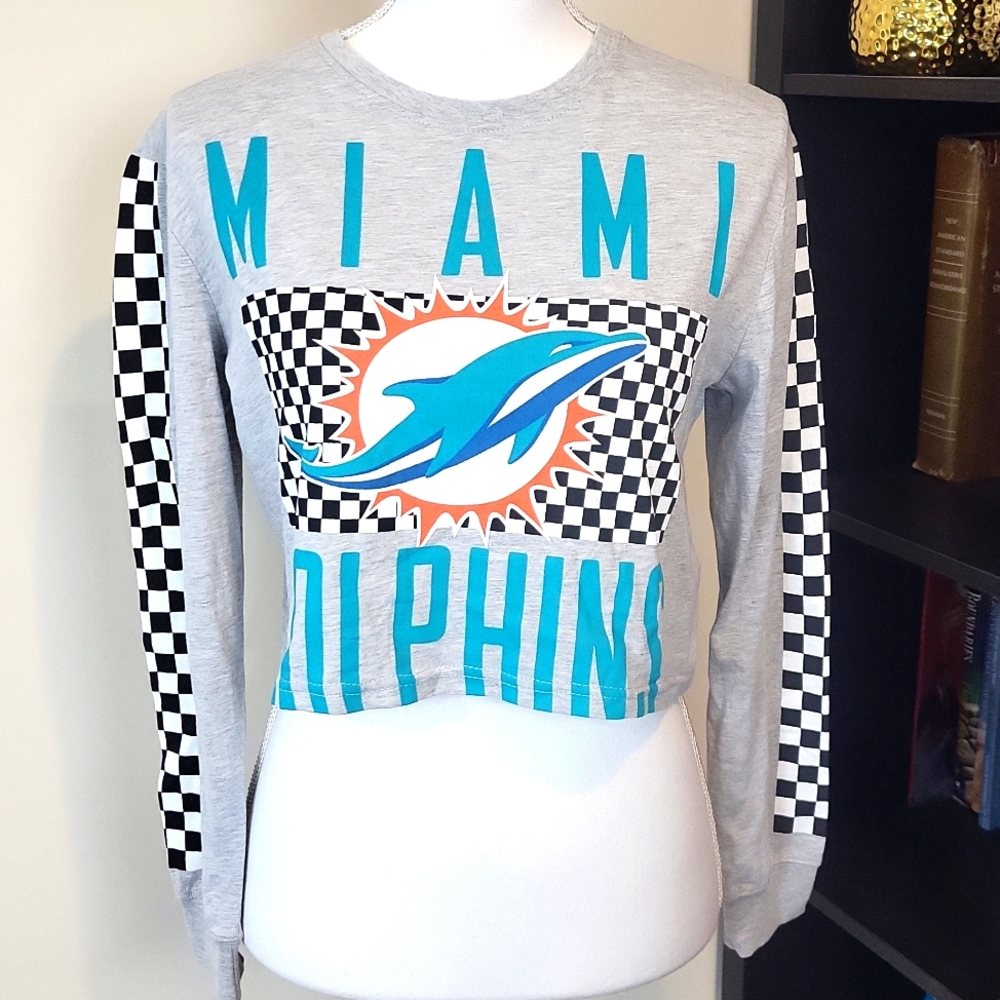 NFL TEAM APPAREL Miami Dolphins Long Sleeve Cropped T-Shirt